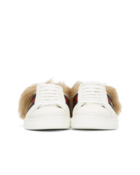 Мужские белые кожаные низкие кеды от Gucci