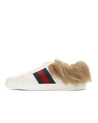 Мужские белые кожаные низкие кеды от Gucci