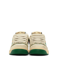 Женские белые кожаные низкие кеды от Gucci