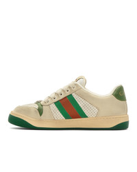 Женские белые кожаные низкие кеды от Gucci