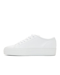 Женские белые кожаные низкие кеды от Woman by Common Projects