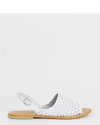 Белые кожаные плетеные сандалии на плоской подошве от ASOS DESIGN