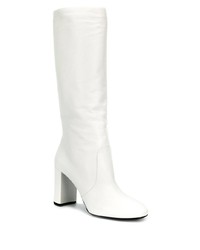 Белые кожаные полусапоги от Prada