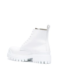 Мужские белые кожаные рабочие ботинки от Balenciaga