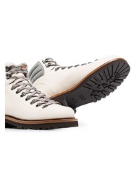 Мужские белые кожаные рабочие ботинки от Brunello Cucinelli