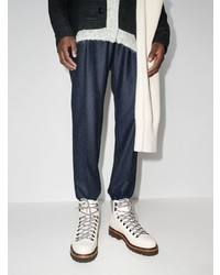 Мужские белые кожаные рабочие ботинки от Brunello Cucinelli