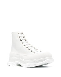 Мужские белые кожаные рабочие ботинки от Alexander McQueen