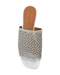 Белые кожаные сабо с вырезом от Clergerie