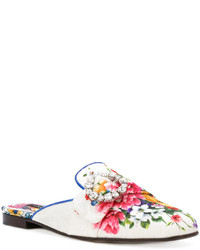 Белые кожаные сабо с украшением от Dolce & Gabbana