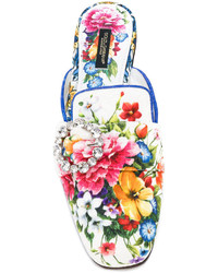 Белые кожаные сабо с украшением от Dolce & Gabbana