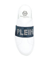 Белые кожаные сабо с украшением от Philipp Plein