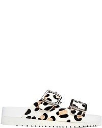 Белые кожаные сандалии на плоской подошве с леопардовым принтом от Senso