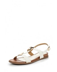 Белые кожаные сандалии на плоской подошве от Amazonga
