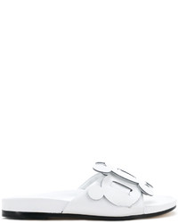 Белые кожаные сандалии на плоской подошве от Anya Hindmarch