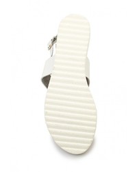 Белые кожаные сандалии на плоской подошве от Beppi