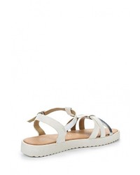 Белые кожаные сандалии на плоской подошве от Beppi