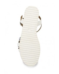 Белые кожаные сандалии на плоской подошве от Beppi