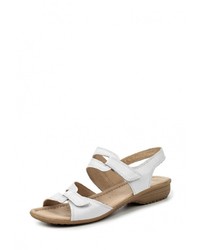 Белые кожаные сандалии на плоской подошве от Caprice