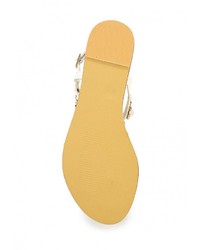 Белые кожаные сандалии на плоской подошве от Catherine