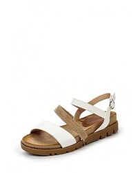 Белые кожаные сандалии на плоской подошве от Catisa