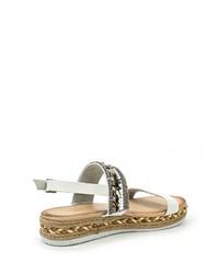 Белые кожаные сандалии на плоской подошве от Chicmuse