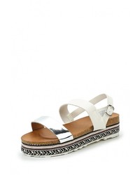 Белые кожаные сандалии на плоской подошве от Clowse