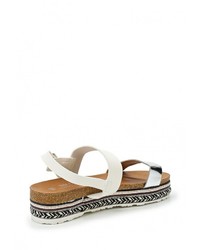 Белые кожаные сандалии на плоской подошве от Clowse