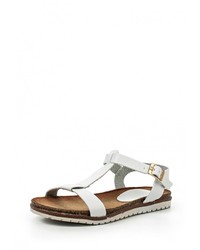 Белые кожаные сандалии на плоской подошве от Coco Perla