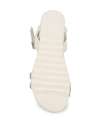 Белые кожаные сандалии на плоской подошве от Damerose