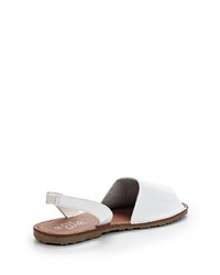 Белые кожаные сандалии на плоской подошве от Ella