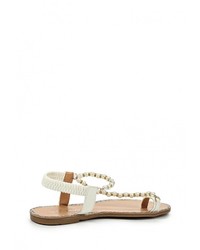 Белые кожаные сандалии на плоской подошве от Fersini