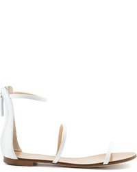 Белые кожаные сандалии на плоской подошве от Giuseppe Zanotti Design