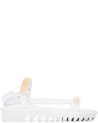 Белые кожаные сандалии на плоской подошве от Giuseppe Zanotti Design
