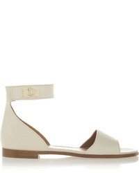 Белые кожаные сандалии на плоской подошве от Givenchy