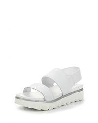 Белые кожаные сандалии на плоской подошве от HCS