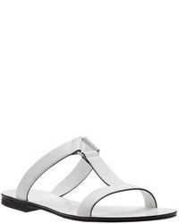 Белые кожаные сандалии на плоской подошве от Jil Sander