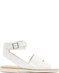 Белые кожаные сандалии на плоской подошве от Jil Sander Navy