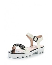 Белые кожаные сандалии на плоской подошве от Just Couture