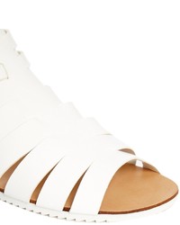 Белые кожаные сандалии на плоской подошве от Pieces