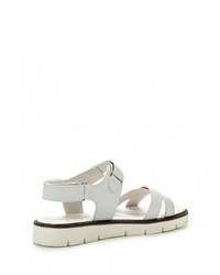 Белые кожаные сандалии на плоской подошве от Keddo