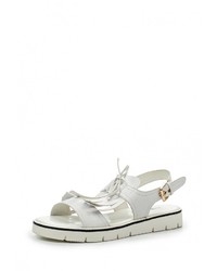 Белые кожаные сандалии на плоской подошве от Keddo