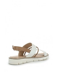 Белые кожаные сандалии на плоской подошве от Keddo