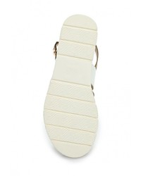 Белые кожаные сандалии на плоской подошве от Keddo