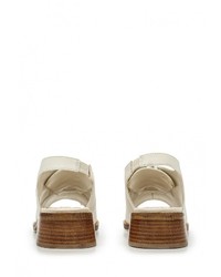 Белые кожаные сандалии на плоской подошве от LOST INK