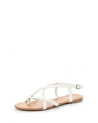 Белые кожаные сандалии на плоской подошве от Mada-Emme