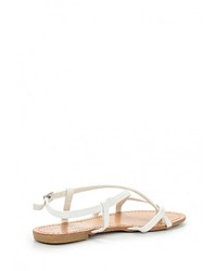 Белые кожаные сандалии на плоской подошве от Mada-Emme