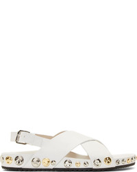 Белые кожаные сандалии на плоской подошве от Marc Jacobs