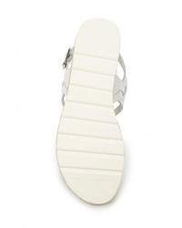 Белые кожаные сандалии на плоской подошве от Marco Tozzi