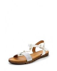 Белые кожаные сандалии на плоской подошве от Mixfeel