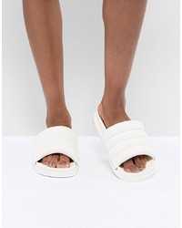 Белые кожаные сандалии на плоской подошве от Monki